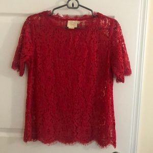 Anthropologie red fuchsia lace top Vanessa Virginia size s